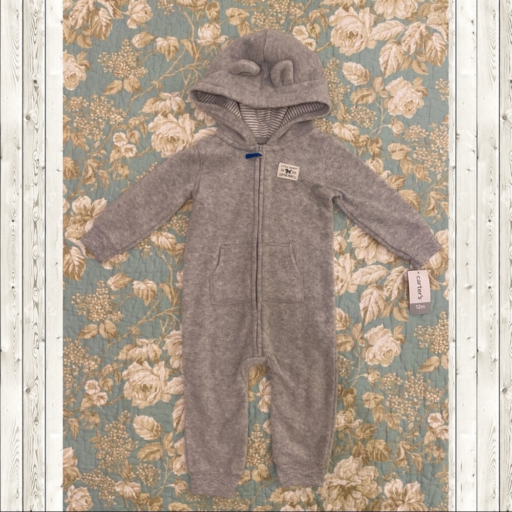 Carter’s Hooded Fleece Raccoon unisex 12 mos NWT